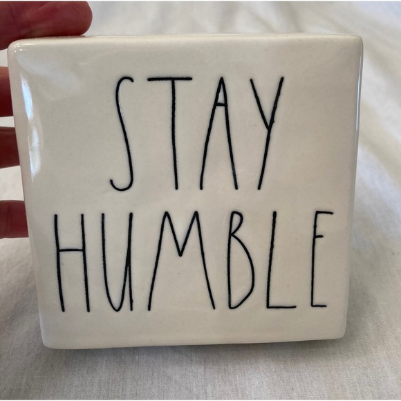 Rae Dunn Artisan Collection Happy Stay Humble Ceramic Tray & Block - Picture 5 of 10